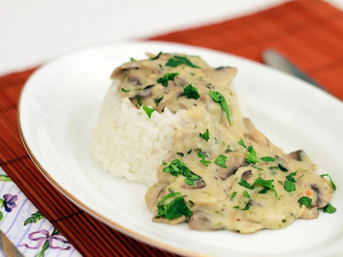 Arroz meloso de pollo y setas