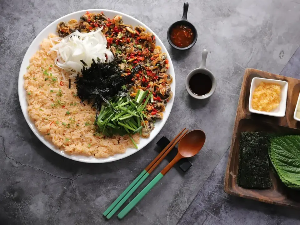 Bibimbap de ternera y huevo