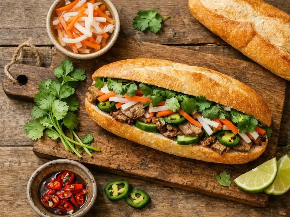 Bocadillo de lomo con pimientos
