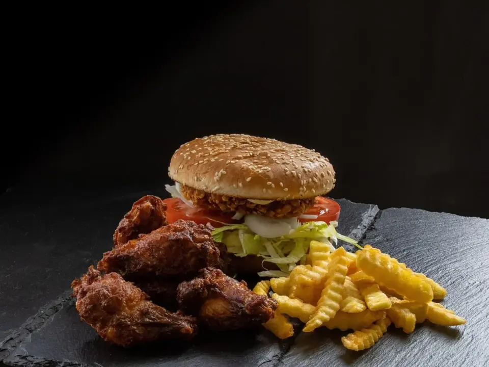 Hamburguesa de pollo crujiente en air fryer