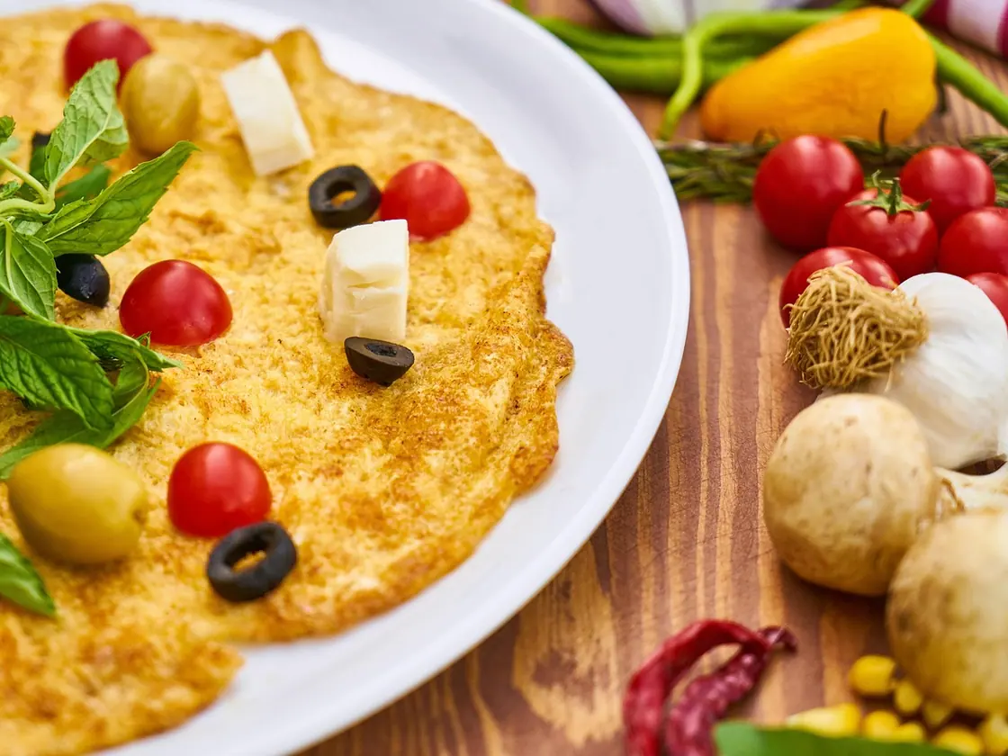 Omelette de champiñones y queso